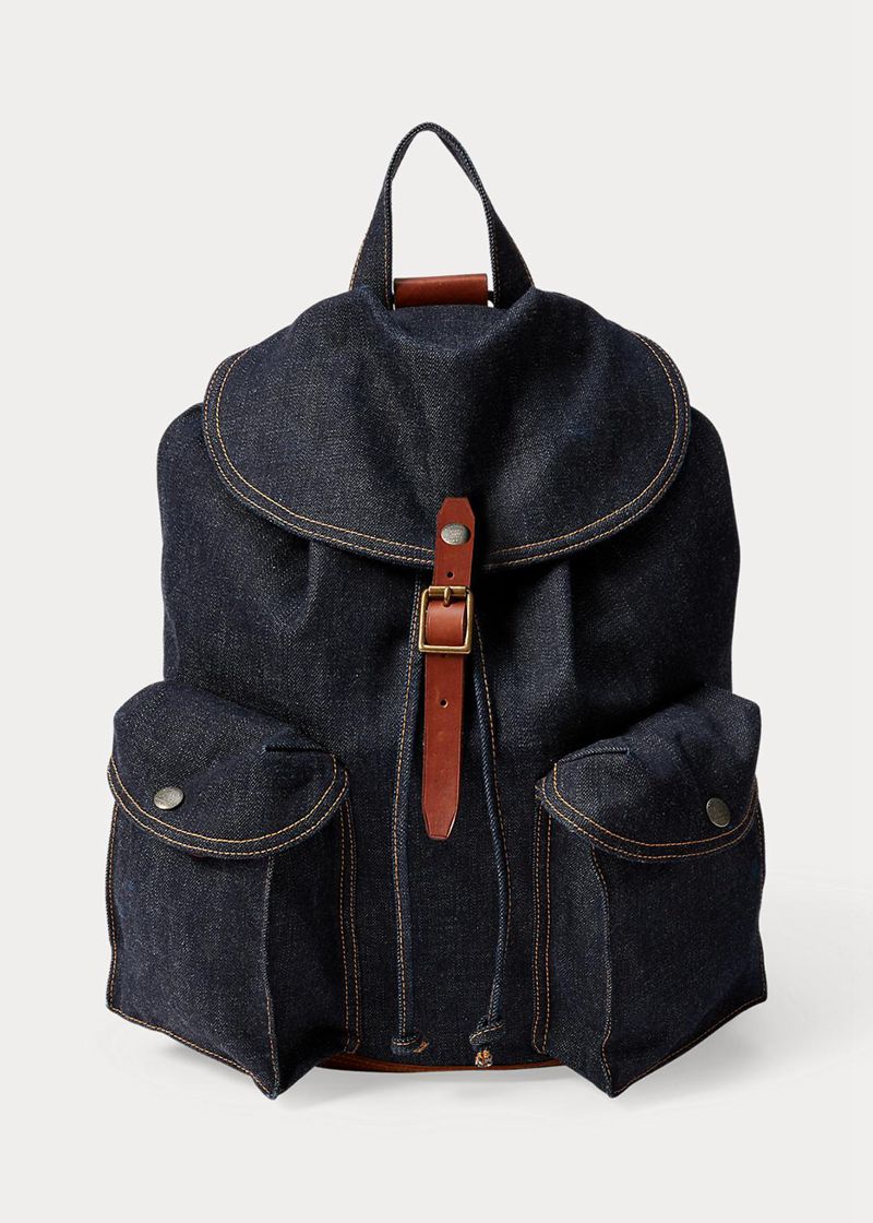 RRL バッグ メンズ ネイビー デニム Rucksack OKRNZ0246